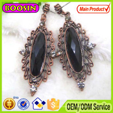 Clear Crystal Oval Shape Antique Metal Ladies Earrings Designs #21031